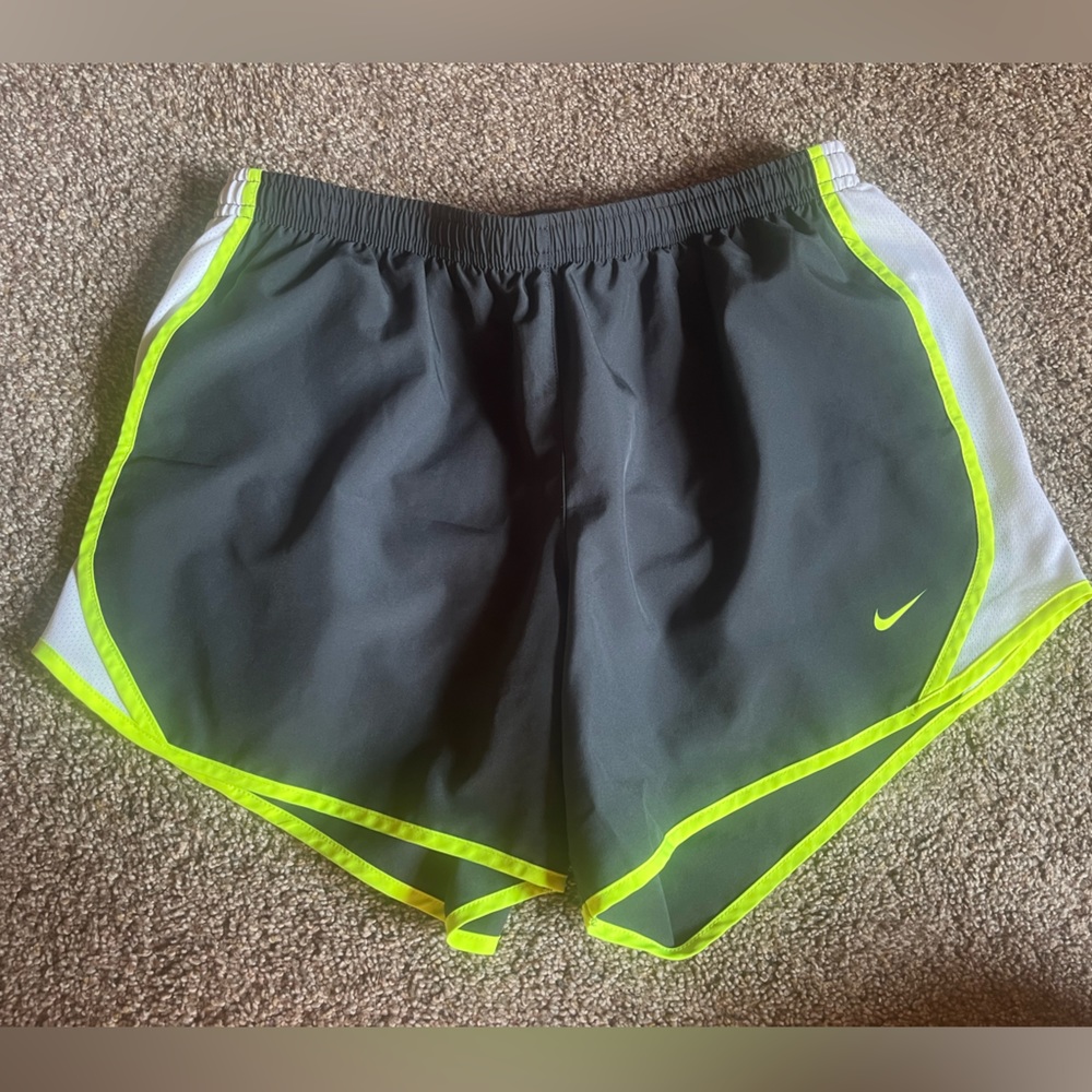 Nike GIRLS SIZE XL athletic shorts in gray and neon yellow